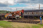 Amtrak Burro Crane Model 50 laying track